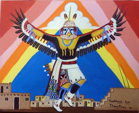 Kachina Painting 'Eagle Dancer', by Soekhuwq Ayan & Than Povi